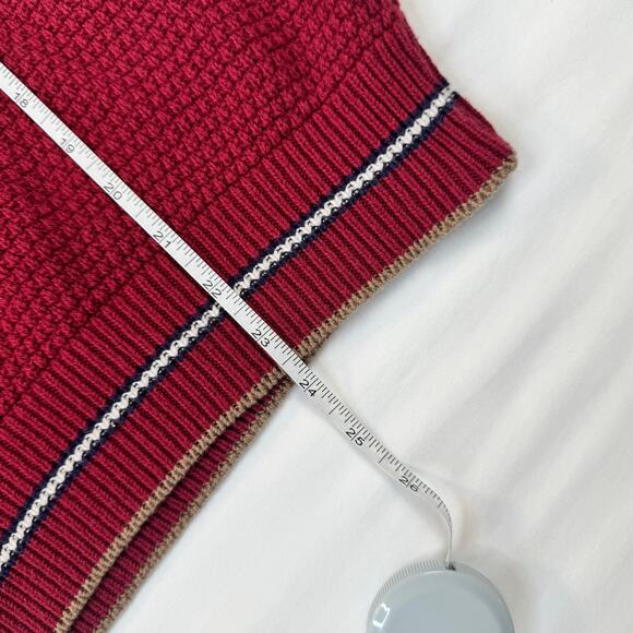 Vintage Carmel Golf Sweater Burgundy Red Men’s Medium Cotton Knit Embroidered - Picture 4 of 12